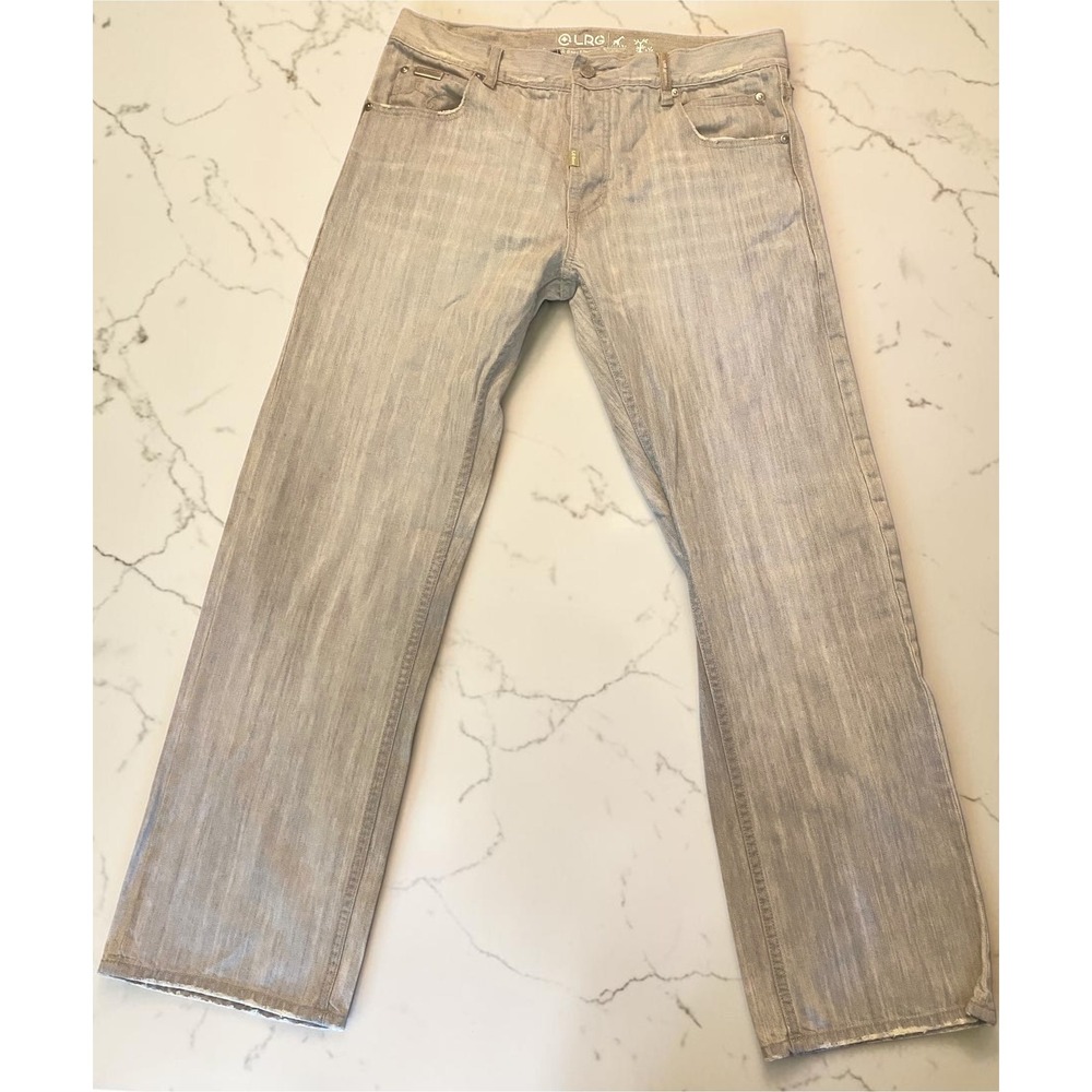 LRG Lifted Research Group Straight Leg Light Wash Grey Denim Jeans Men 34
